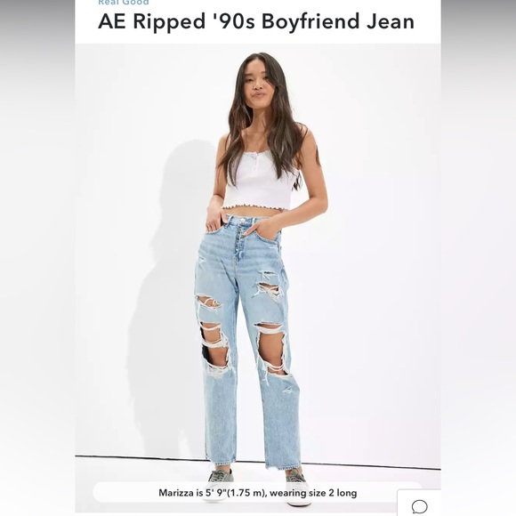 AE  high rise ripped boyfriend Jean Size 10 - Picture 3 of 3